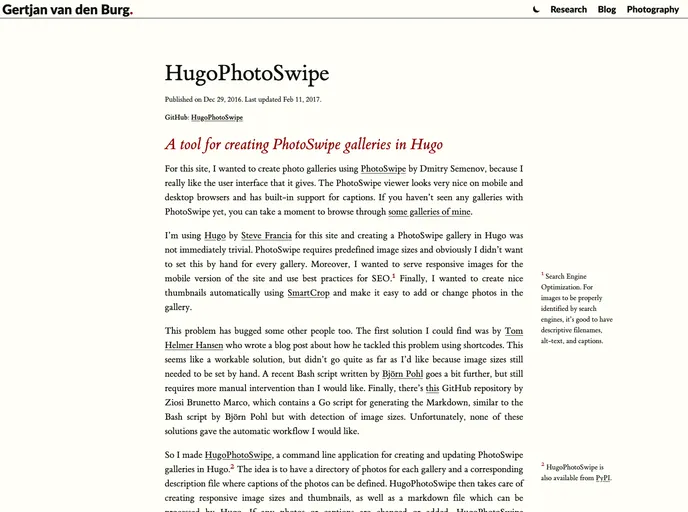 HugoPhotoSwipe screenshot