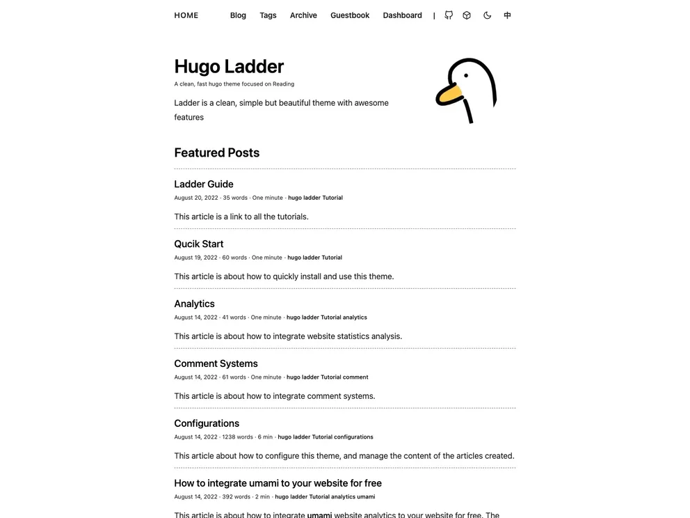 Hugo Theme Ladder screenshot